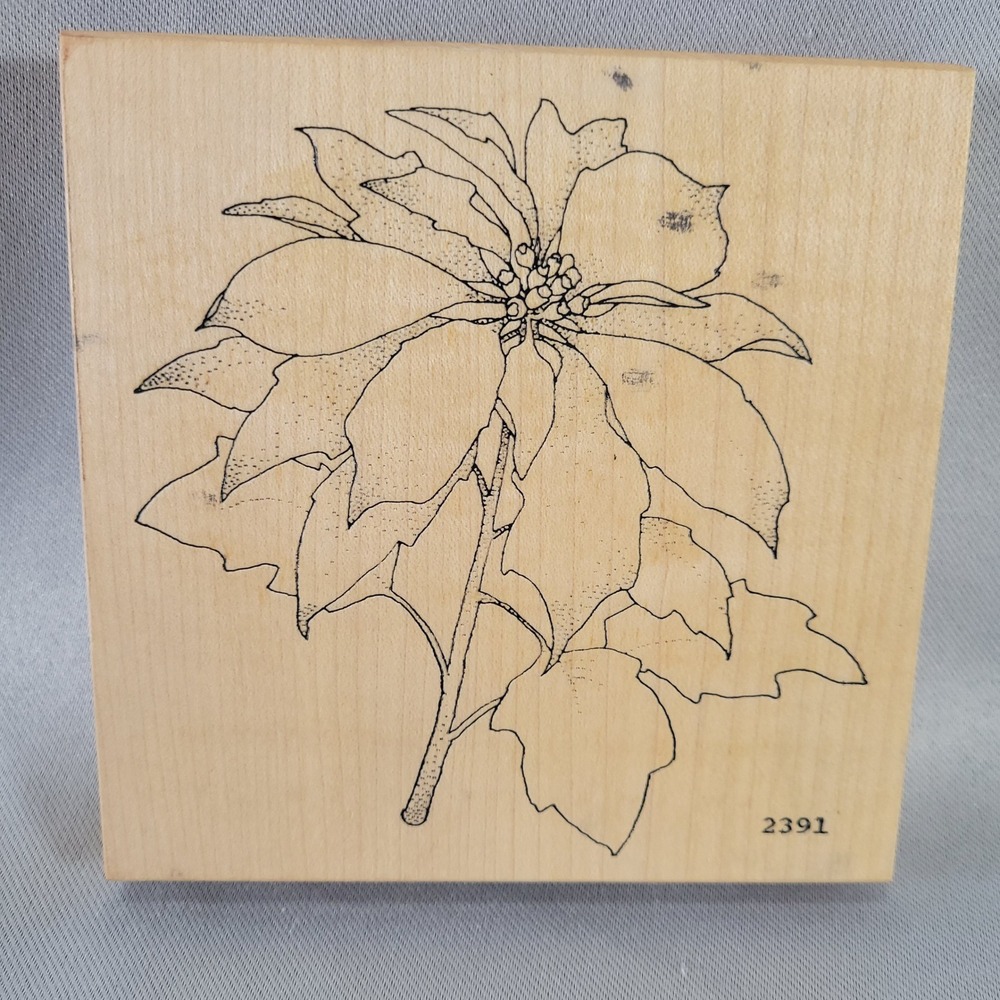 Christmas Poinsettia Rubber Stamp Comotion Floral 2391 Holidays